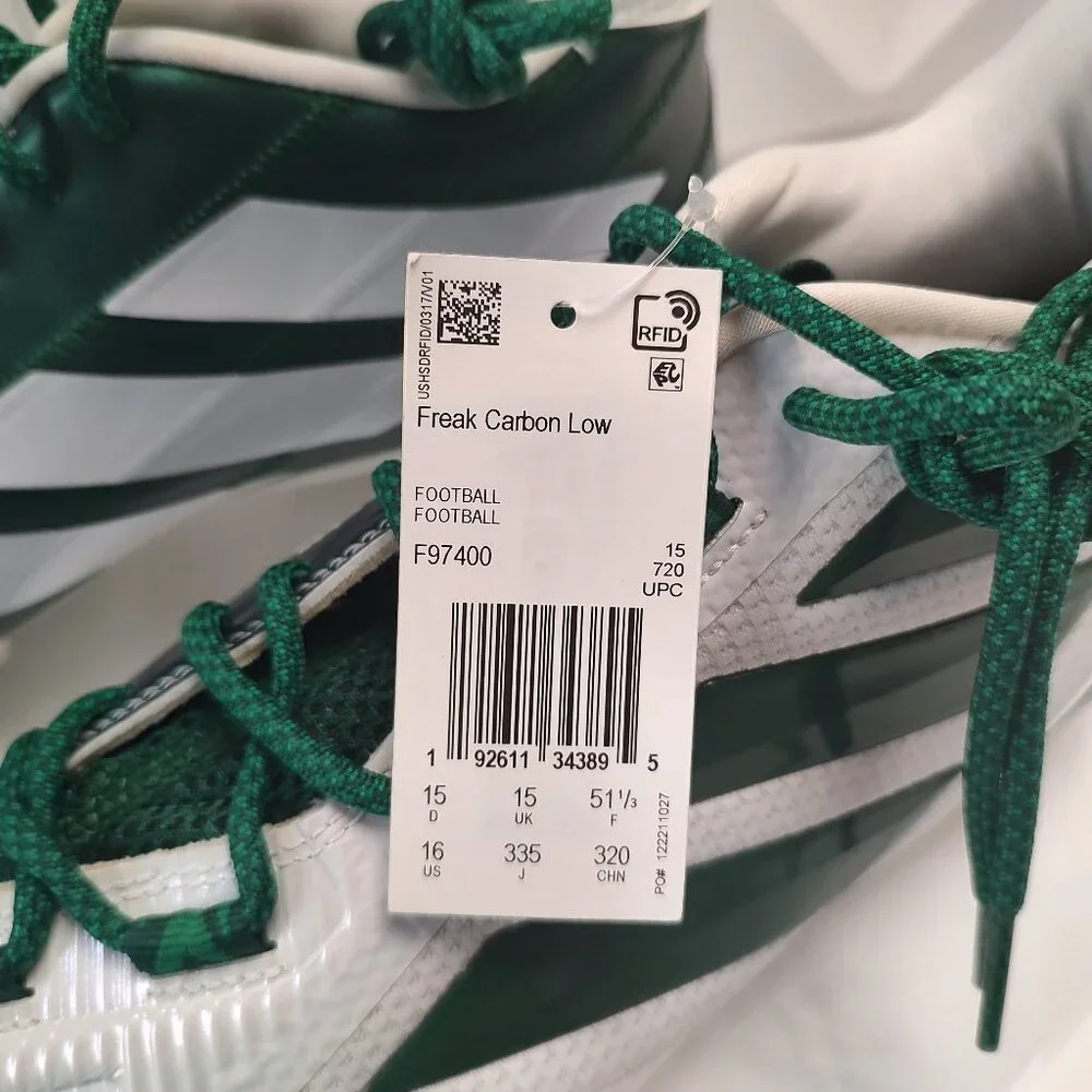 Adidas Mens Football Cleats 16 White Green Shoe Lacrosse Freak Carbon Low - Picture 8 of 13